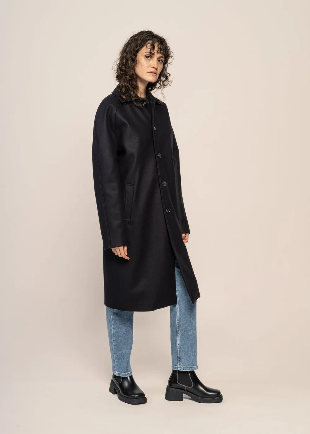 Manteau en laine et cachemire recyclés | bleu "mac mayfair - midnight blue" femme