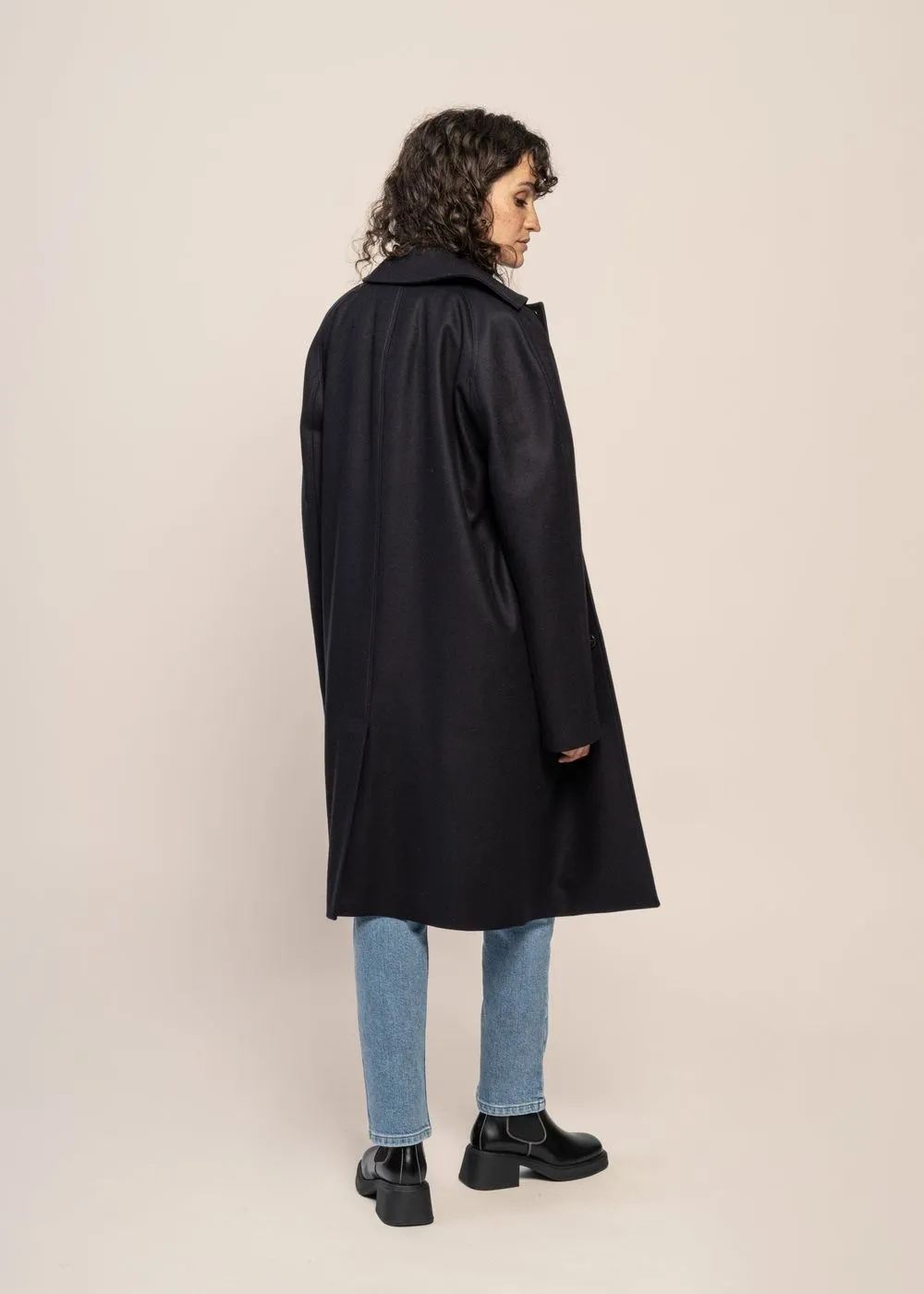 Manteau en laine et cachemire recyclés | bleu "mac mayfair - midnight blue" femme