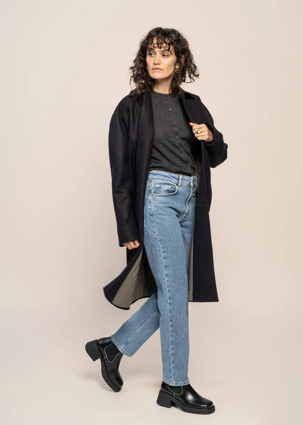 Manteau en laine et cachemire recyclés | bleu "mac mayfair - midnight blue" femme