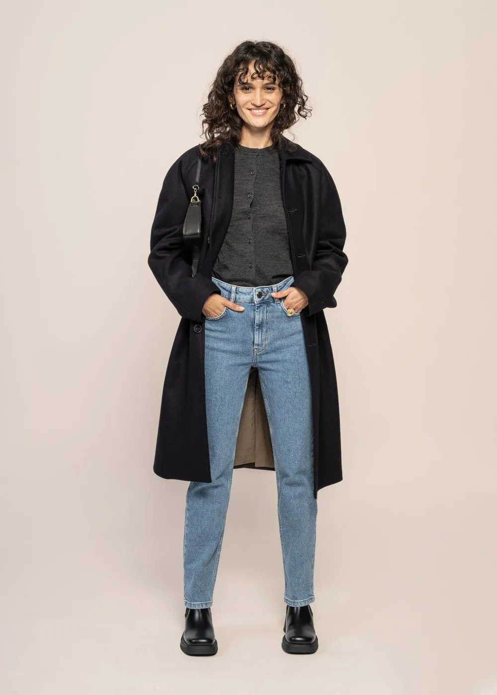 Manteau en laine et cachemire recyclés | bleu "mac mayfair - midnight blue" femme