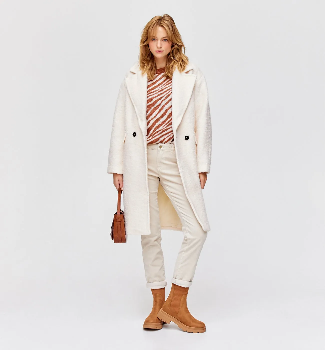 Manteau en laine Femme - Ecru