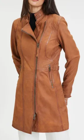 Manteau femme agneau cognac