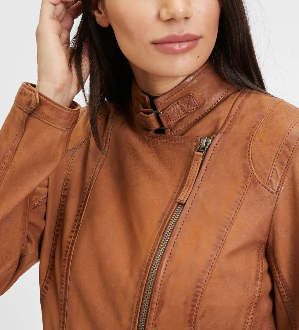 Manteau femme agneau cognac