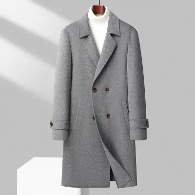 Manteau long en laine avec doublure en coton pour homme