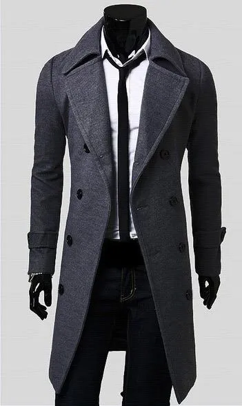 Manteau long pour homme avec fermeture à bouton et col large