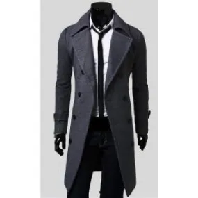 Manteau long pour homme avec fermeture à bouton et col large