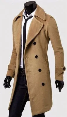 Manteau long pour homme avec fermeture à bouton et col large