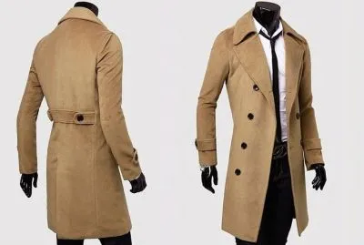 Manteau long pour homme avec fermeture à bouton et col large