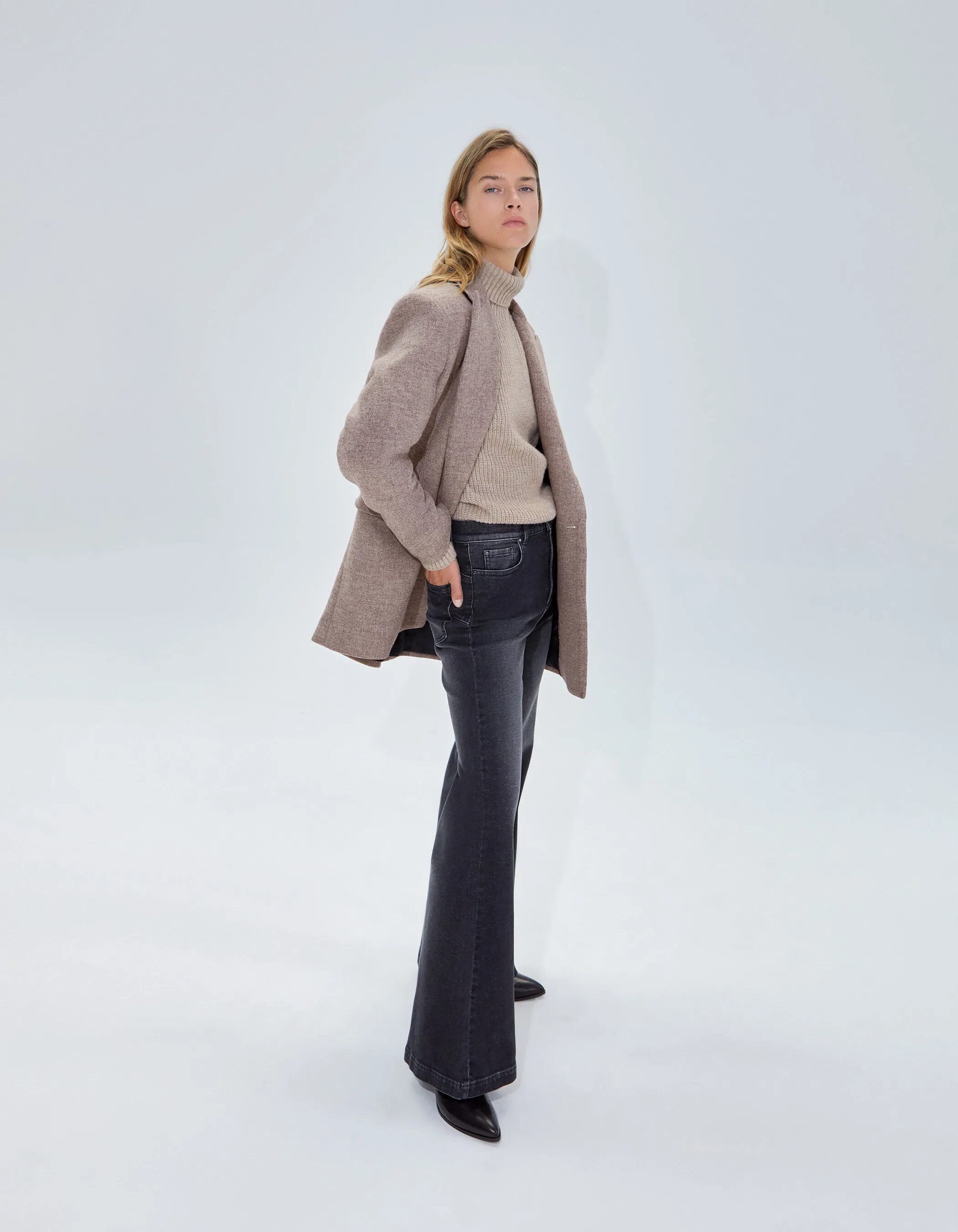 Manteau mi-long marron femme