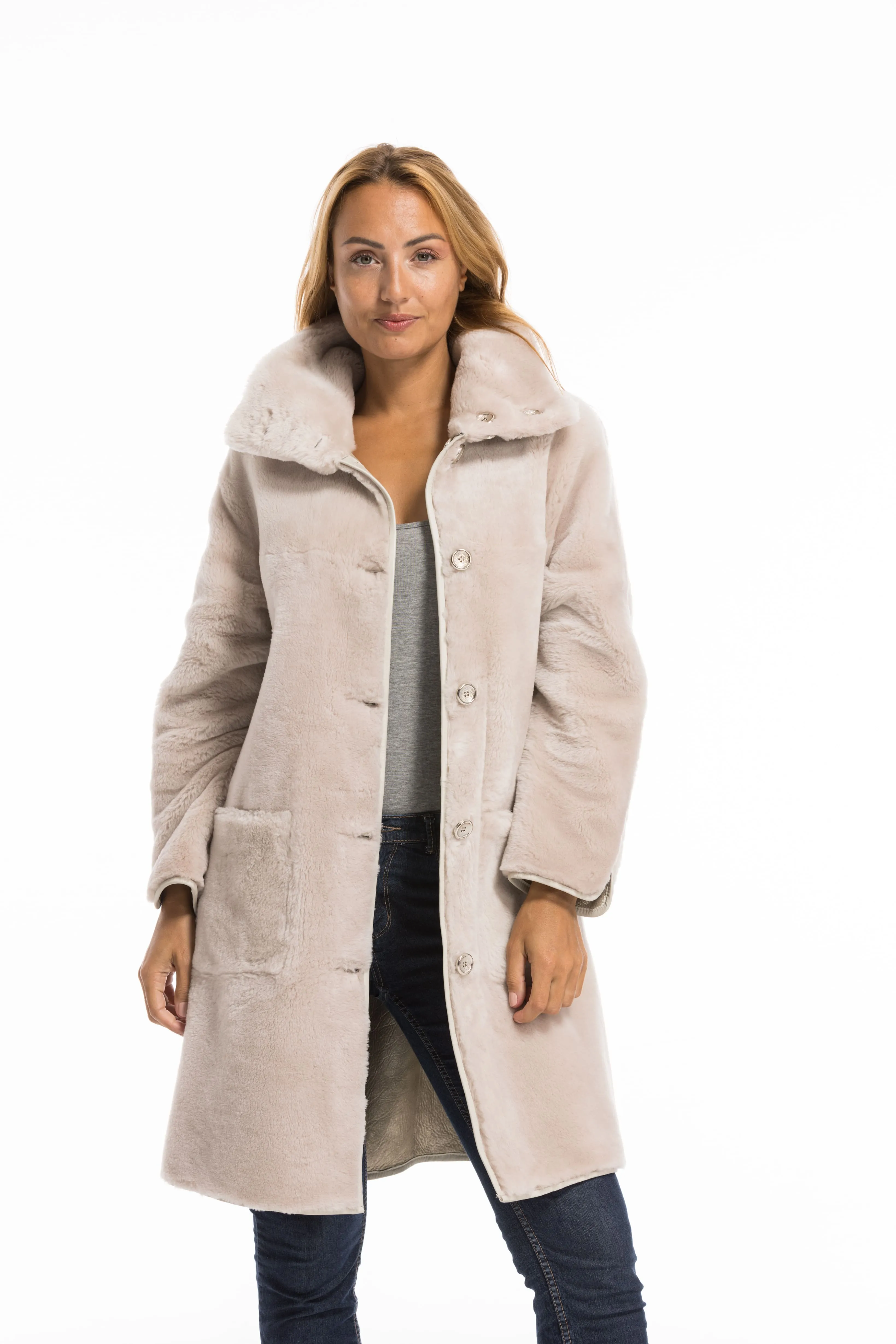 Manteau mouton femme beige