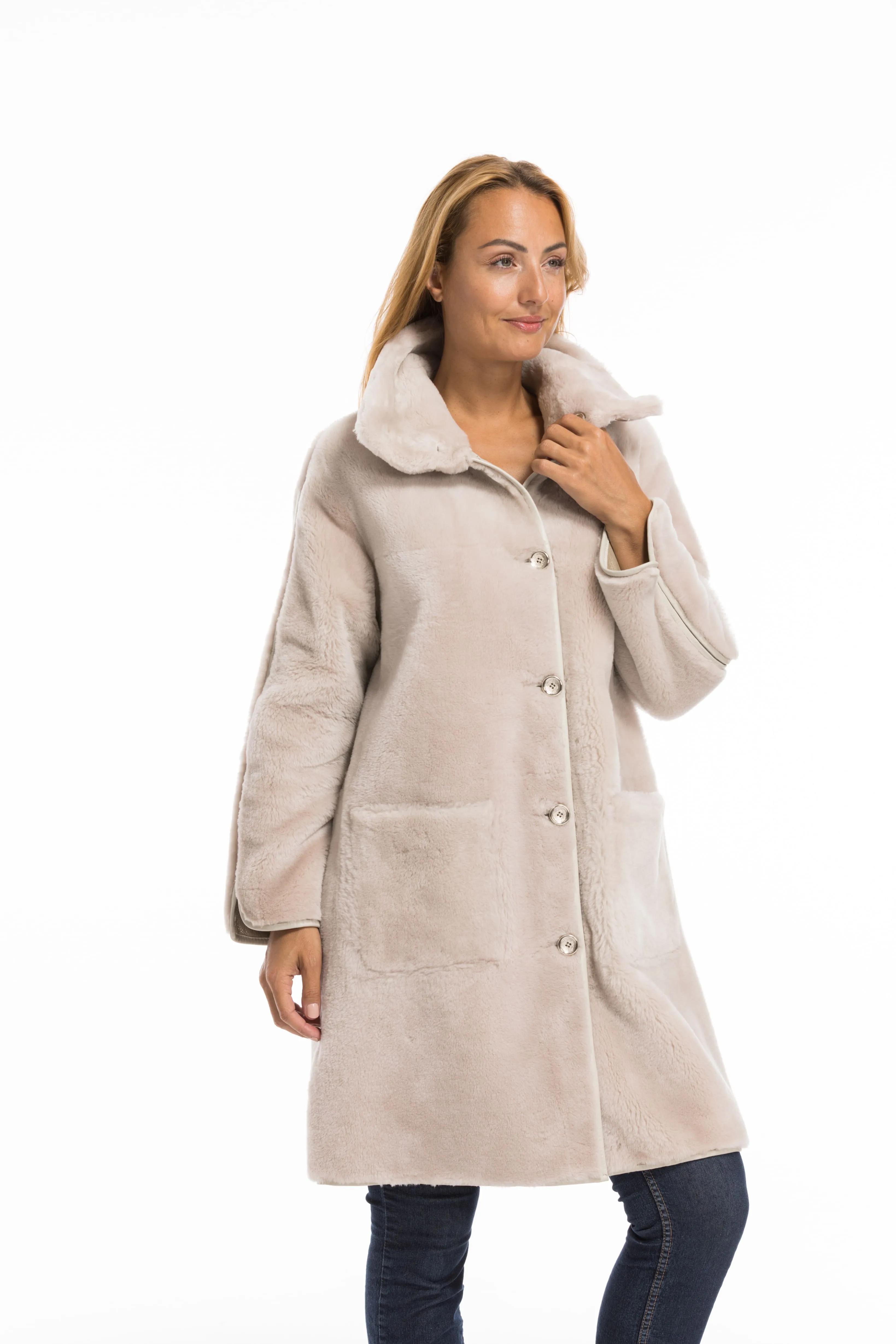 Manteau mouton femme beige