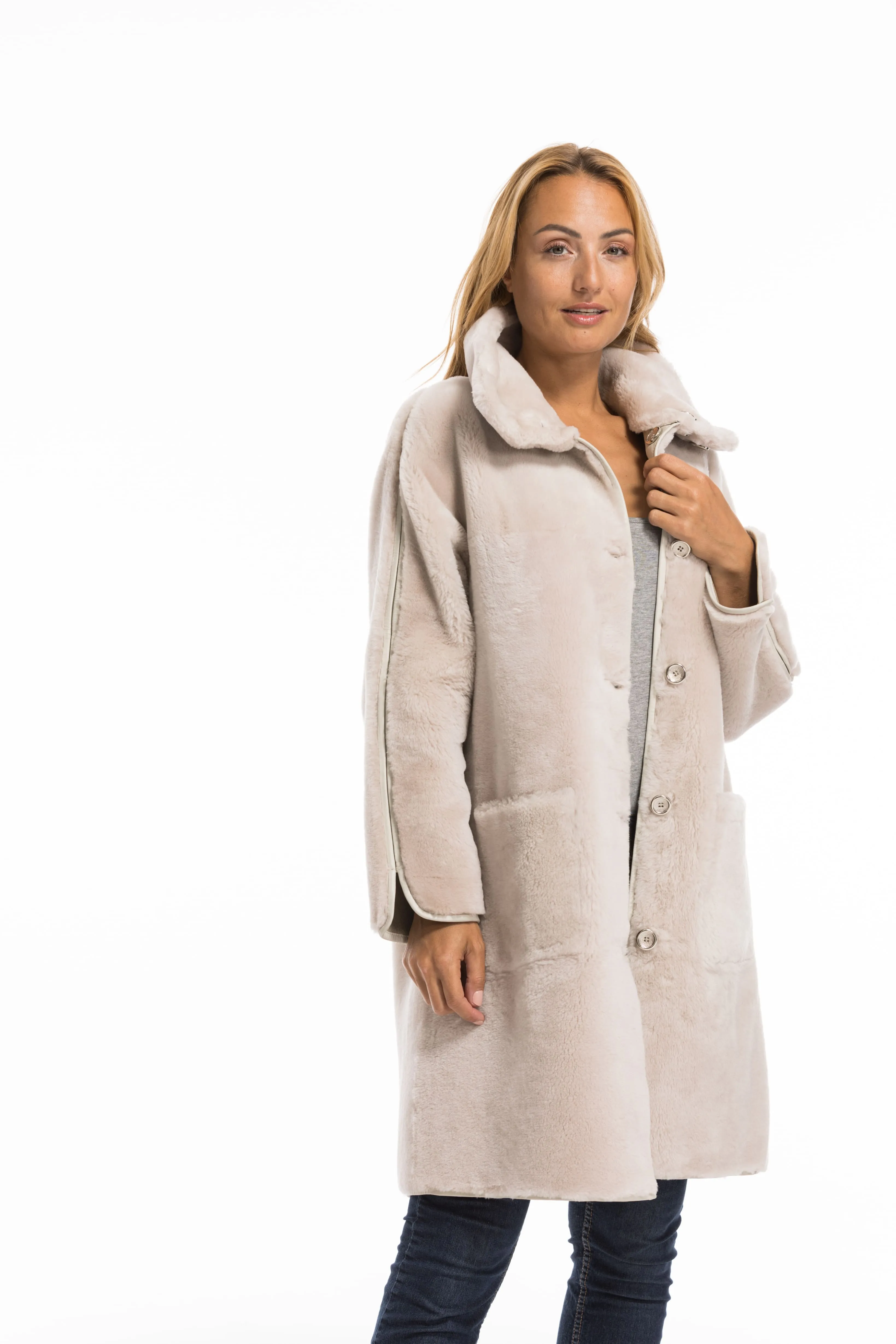 Manteau mouton femme beige