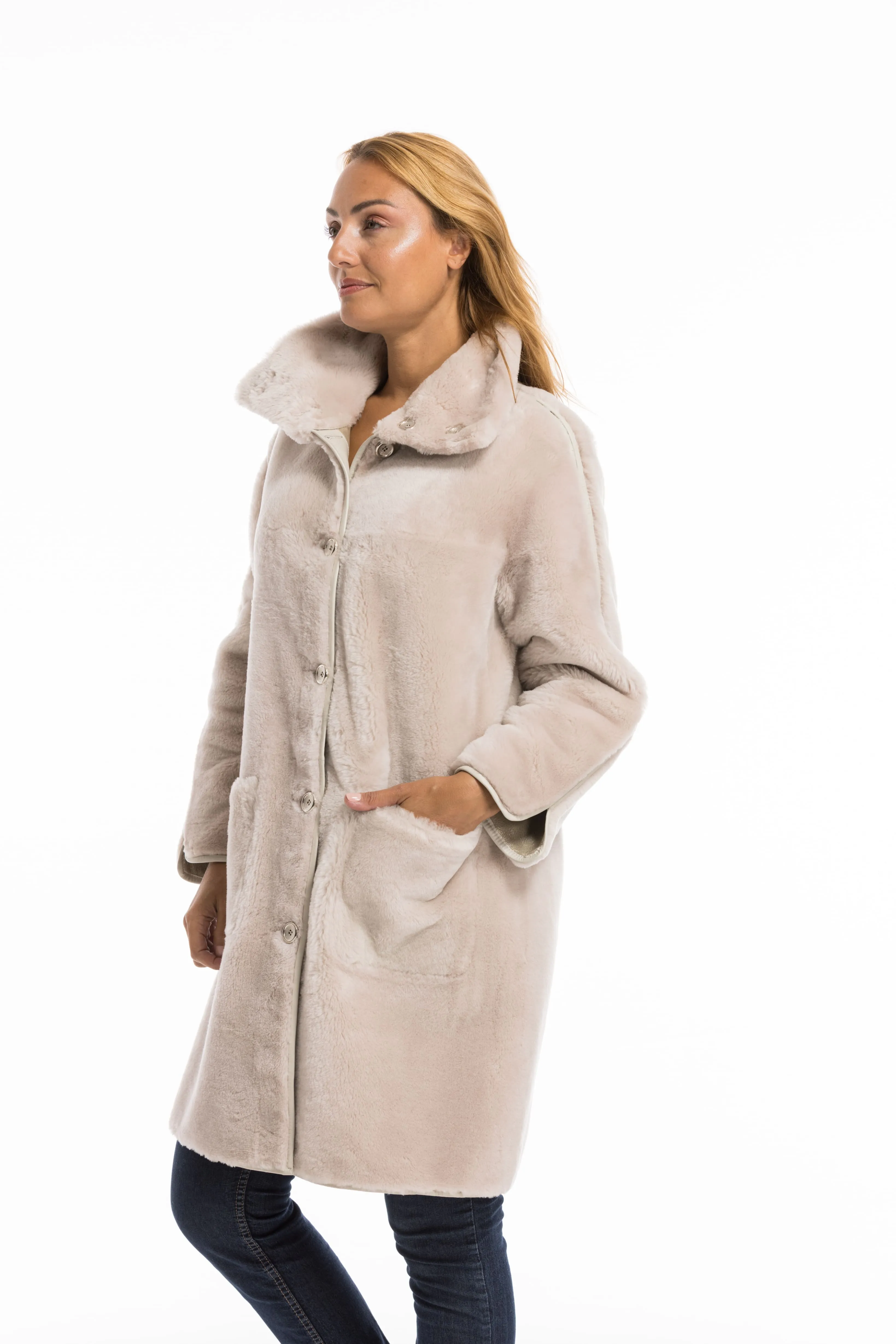 Manteau mouton femme beige