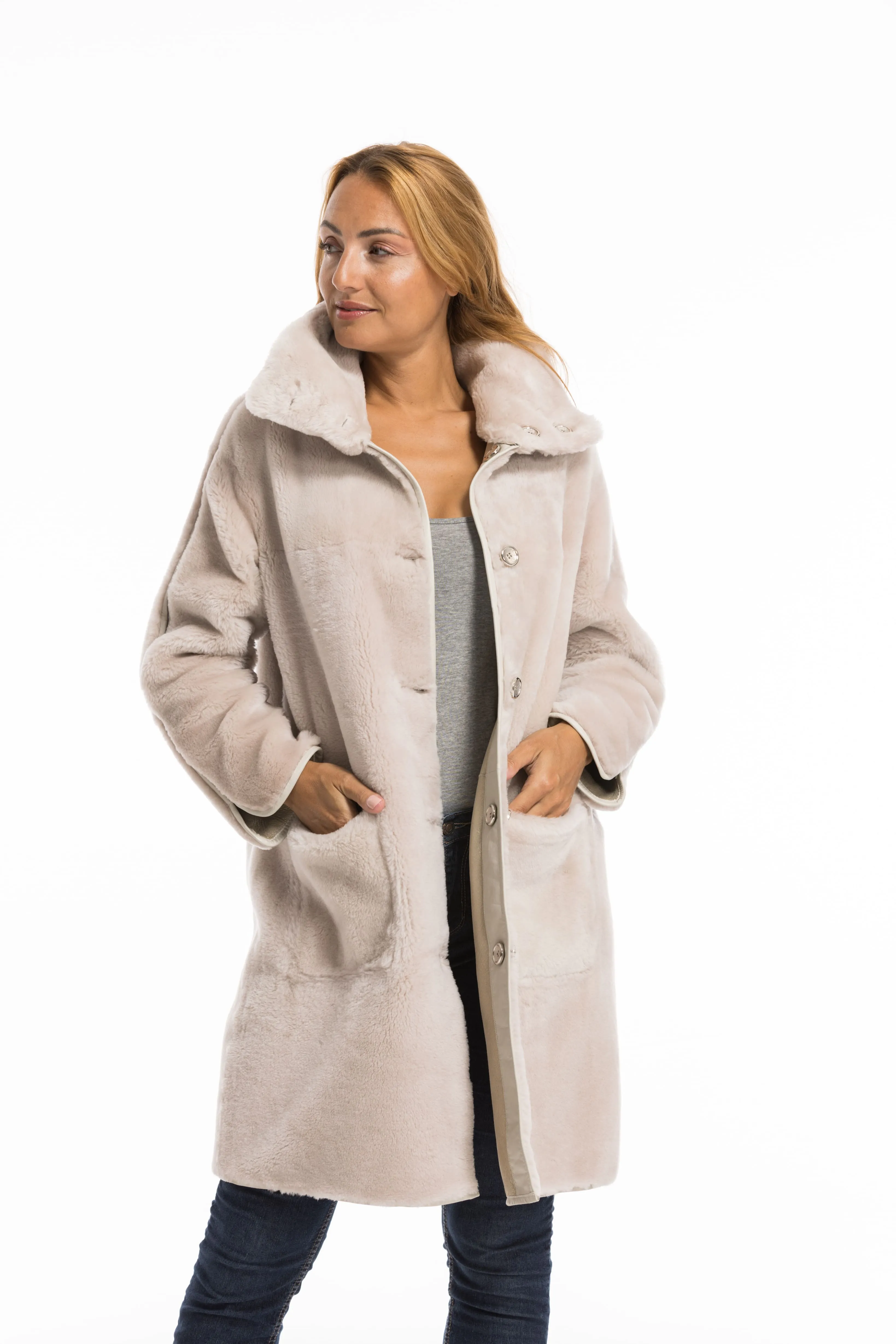 Manteau mouton femme beige