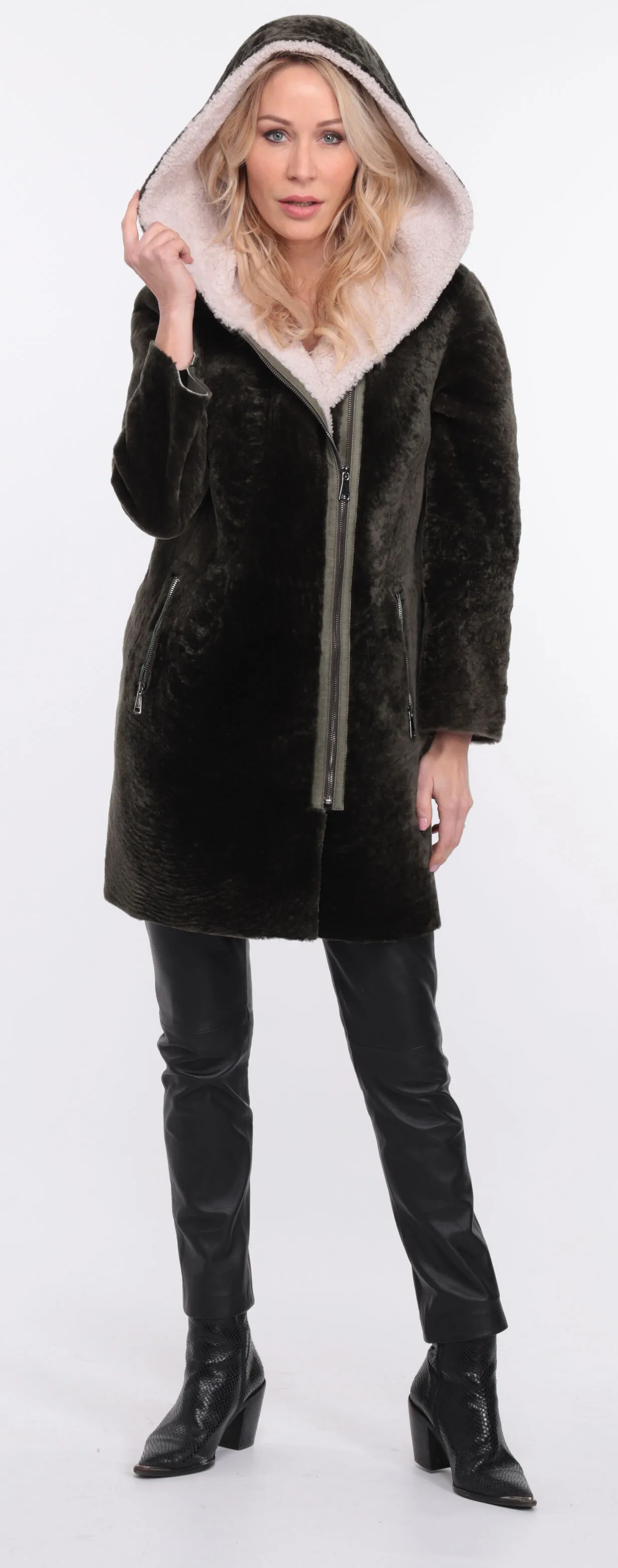 Manteau mouton femme kaki