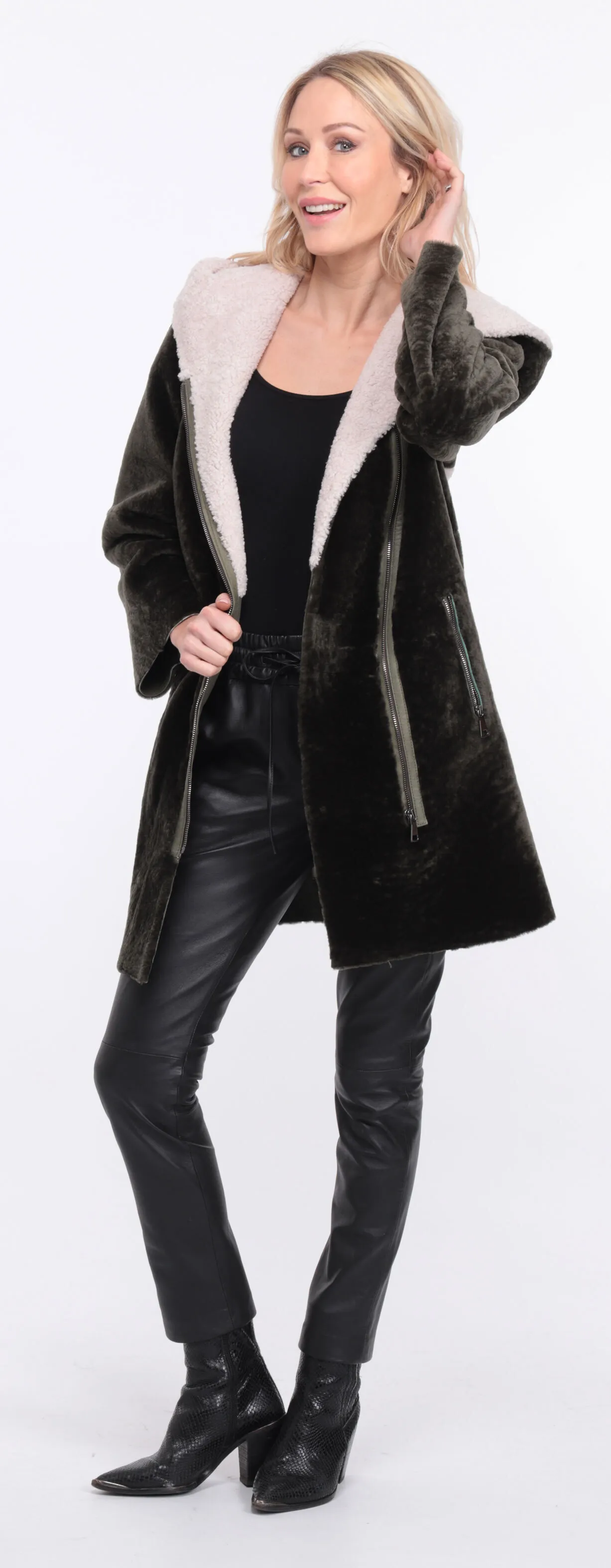 Manteau mouton femme kaki