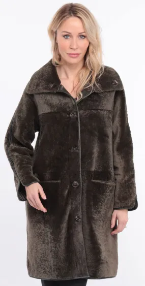 Manteau mouton femme réversible kaki