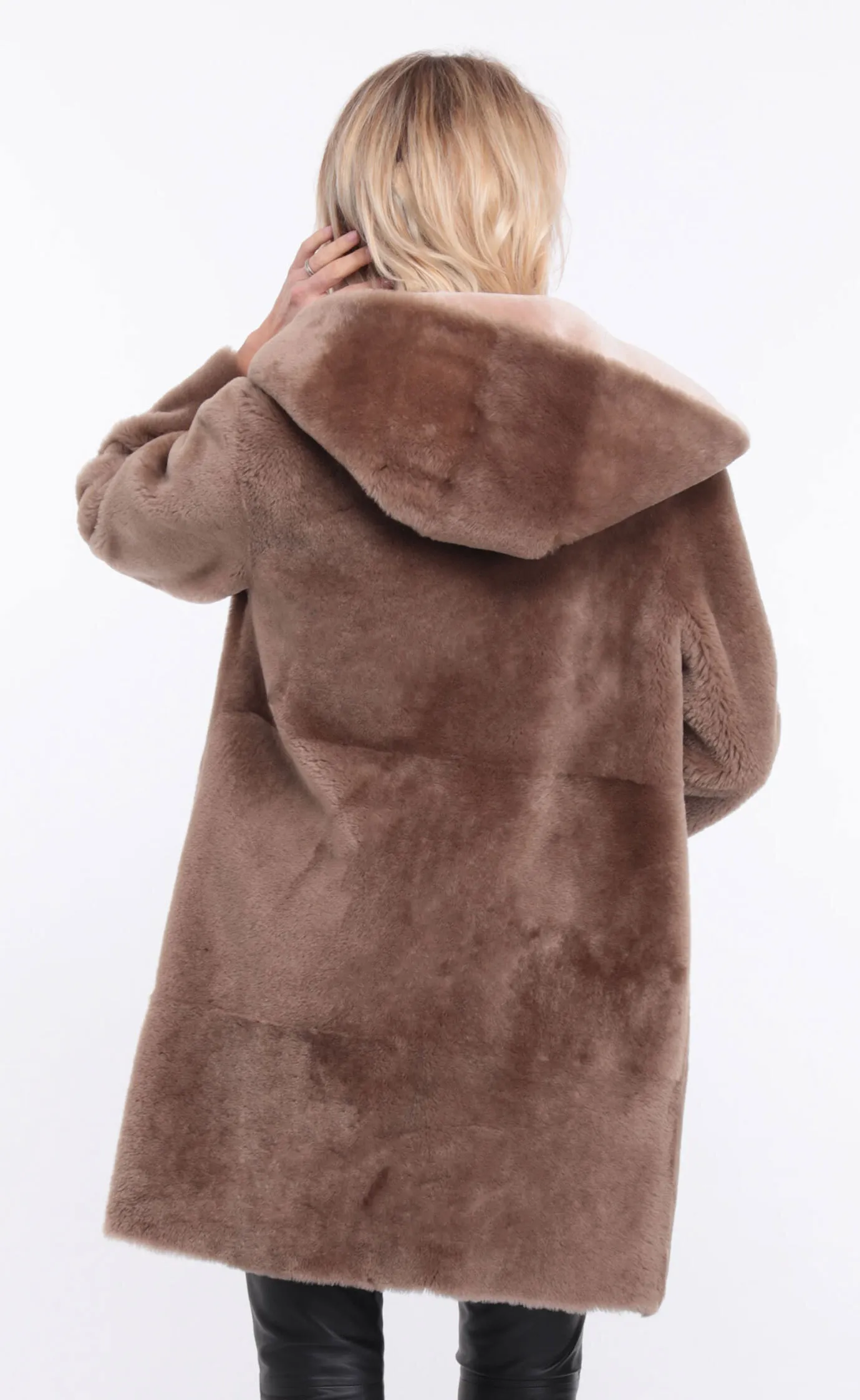 Manteau mouton femme taupe