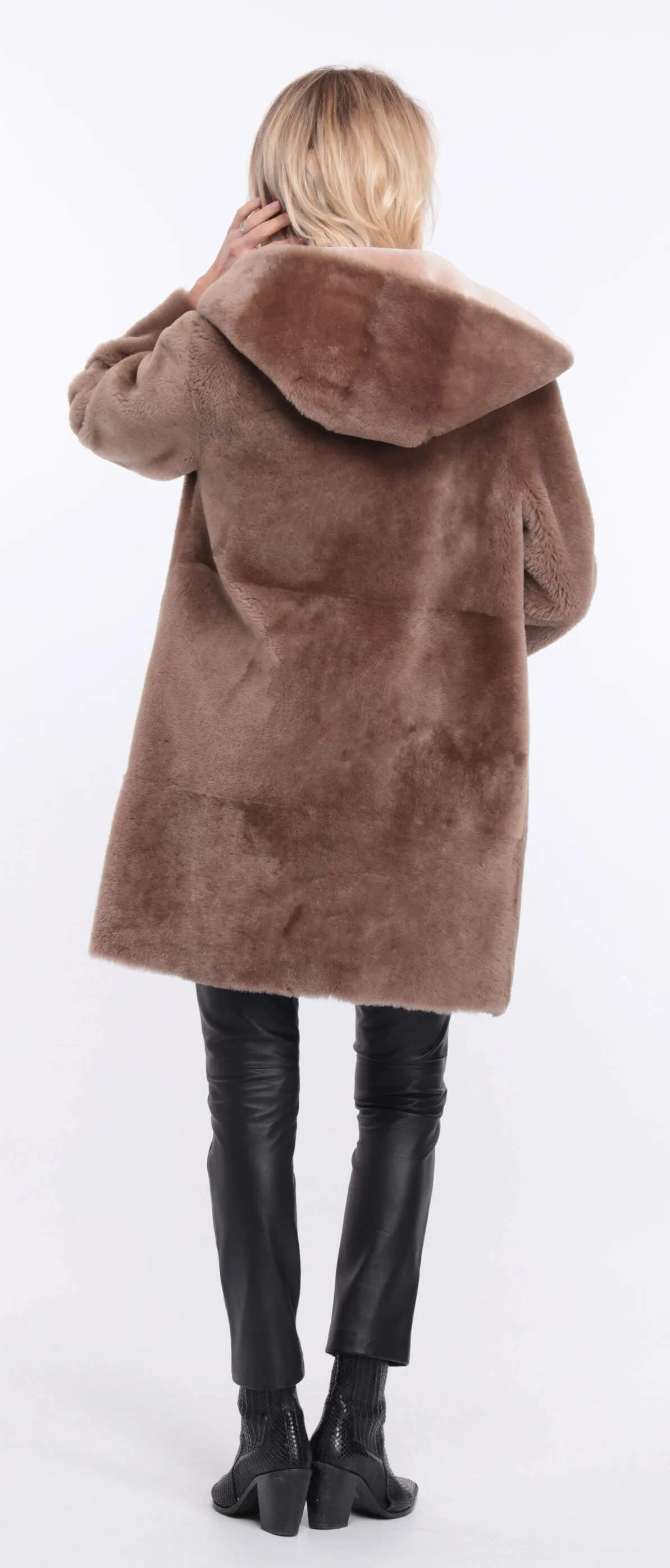 Manteau mouton femme taupe