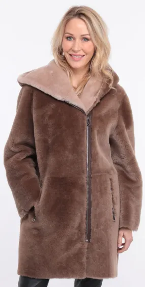 Manteau mouton femme taupe