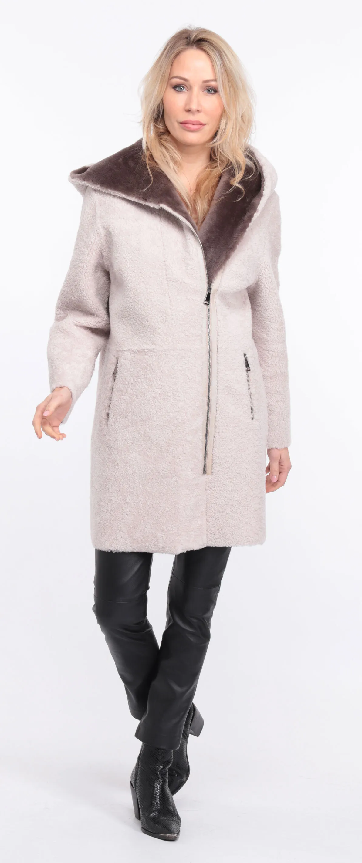 Manteau mouton femme écru