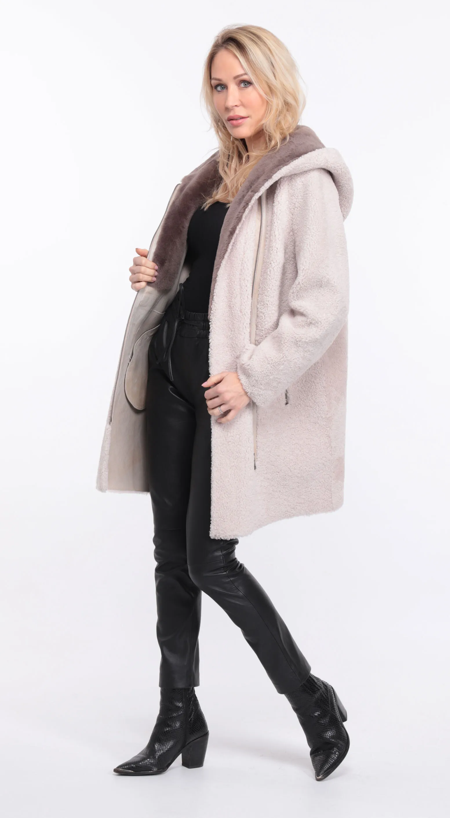 Manteau mouton femme écru