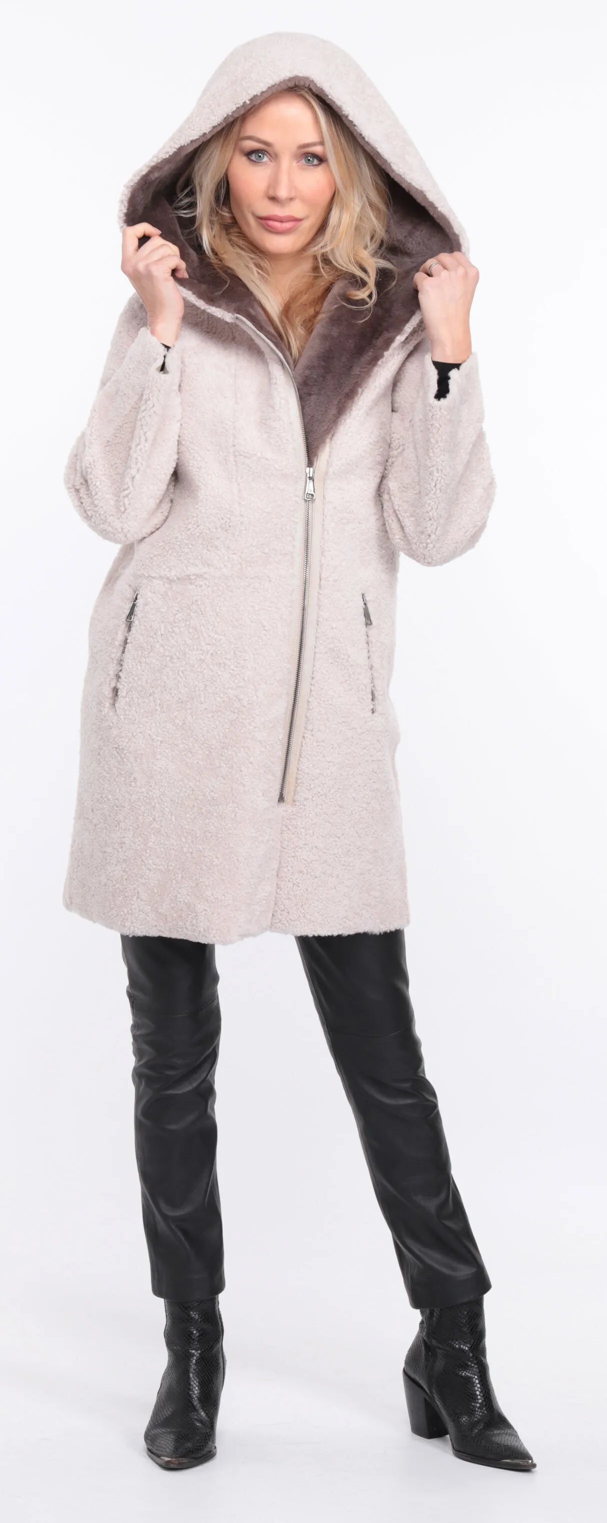 Manteau mouton femme écru