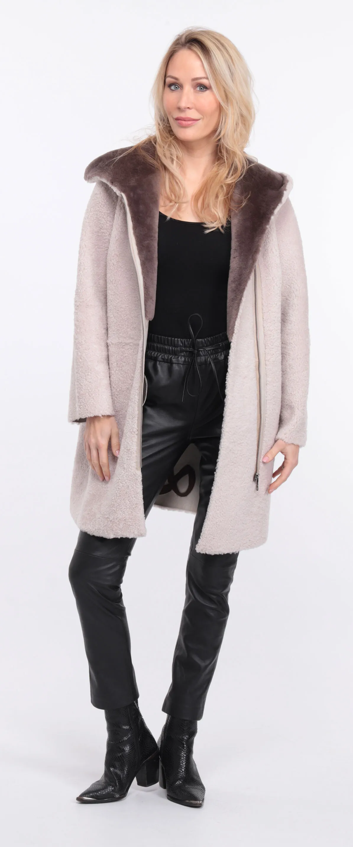 Manteau mouton femme écru