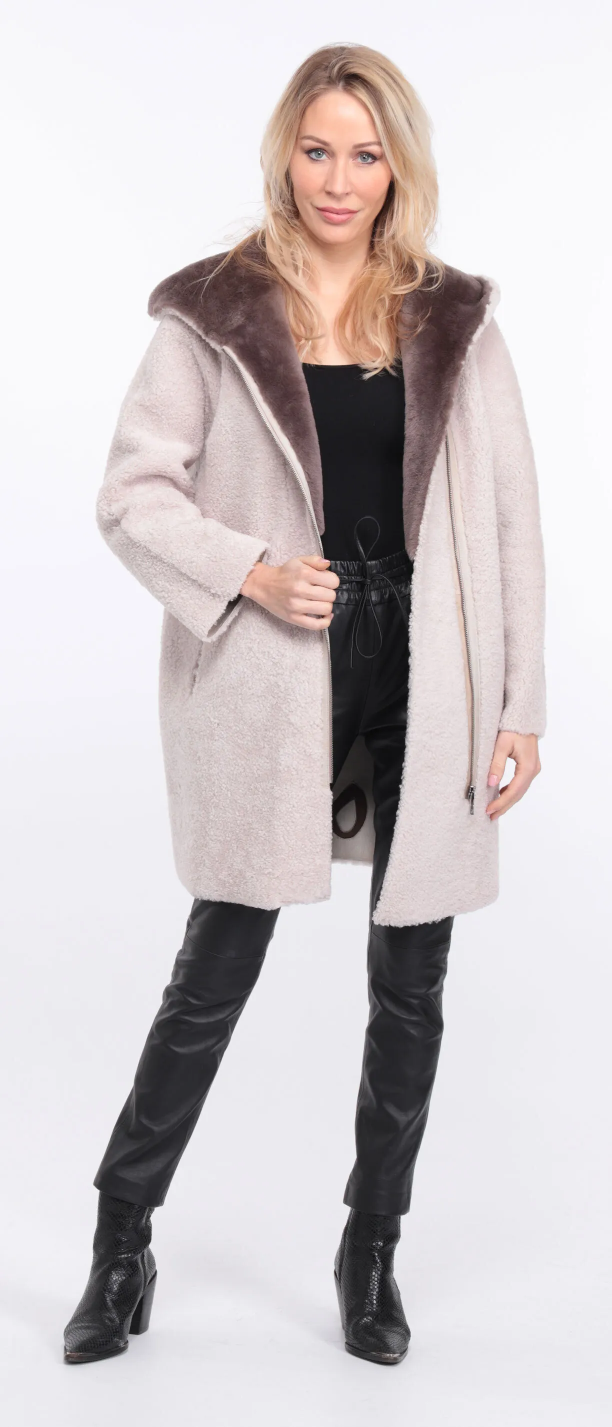 Manteau mouton femme écru