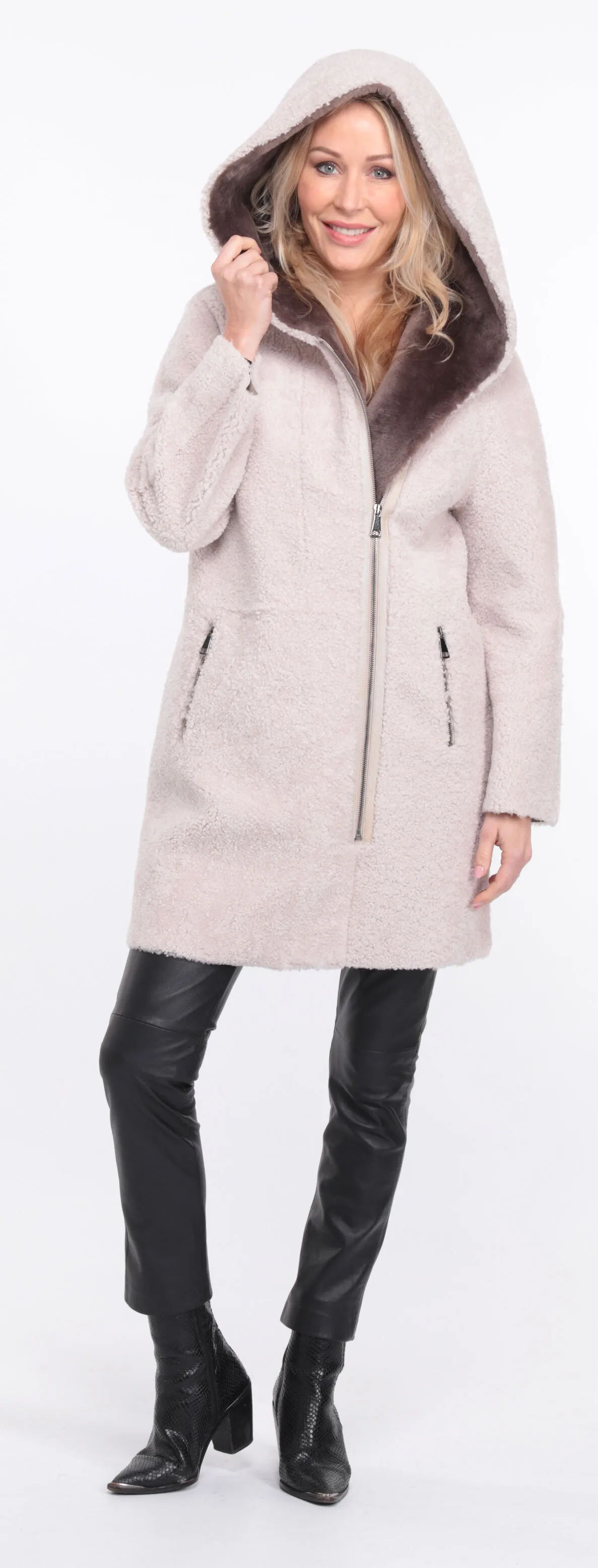 Manteau mouton femme écru