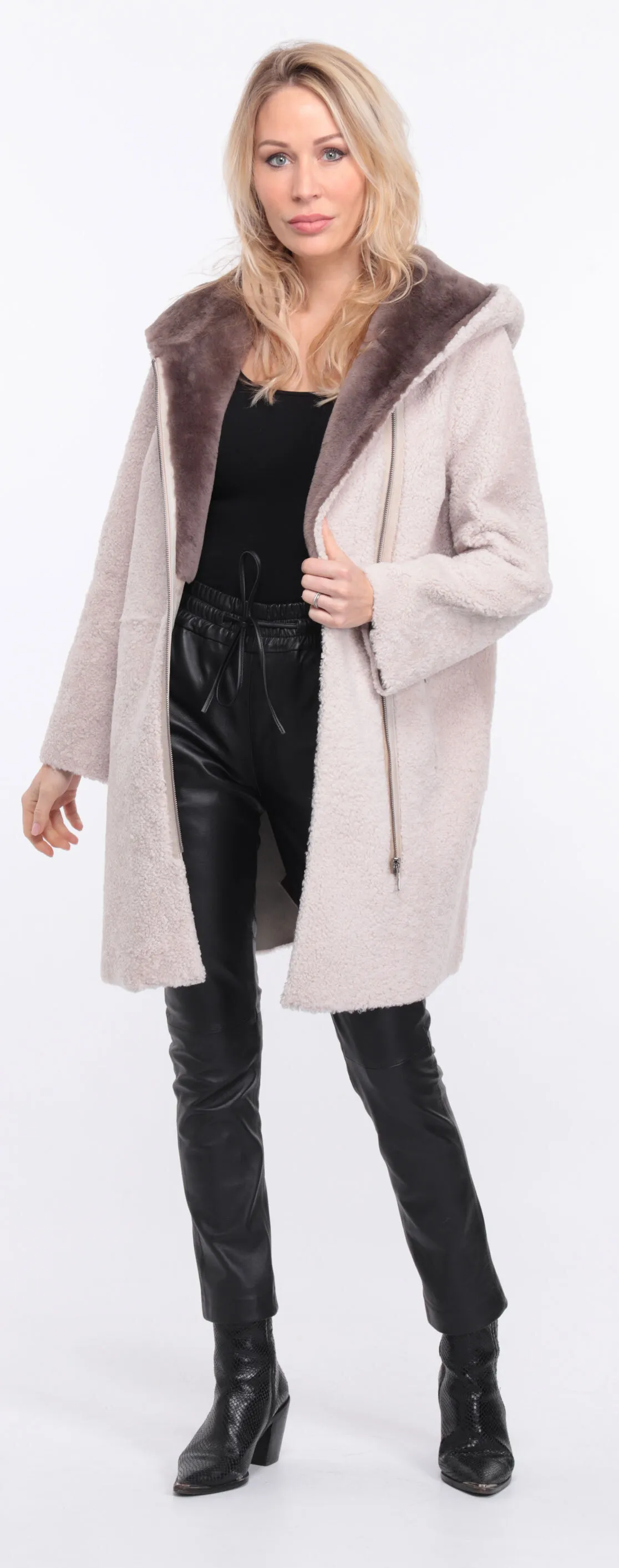 Manteau mouton femme écru