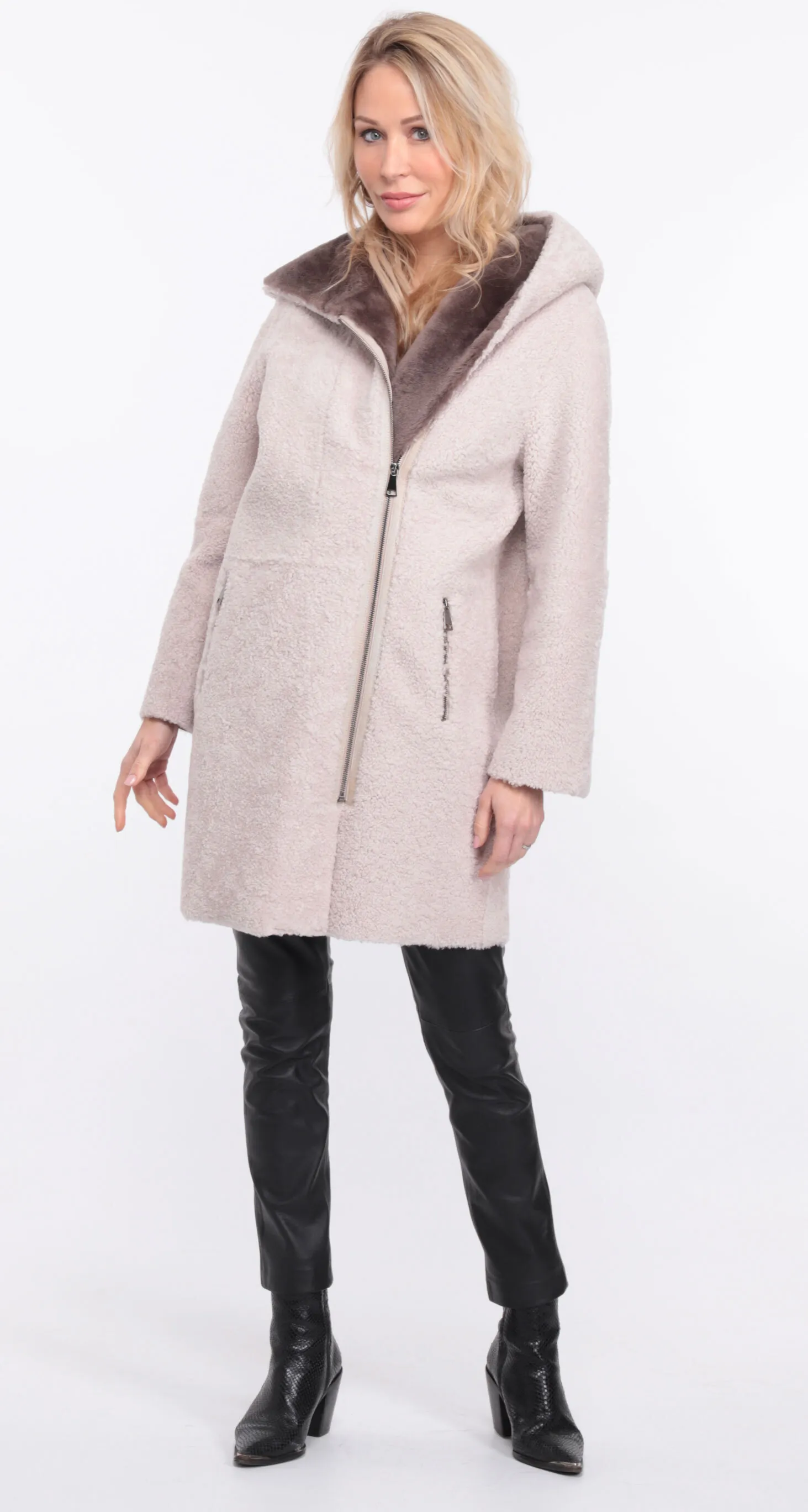 Manteau mouton femme écru