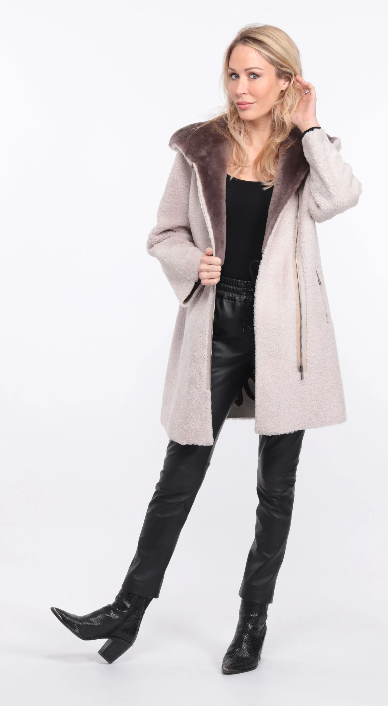 Manteau mouton femme écru