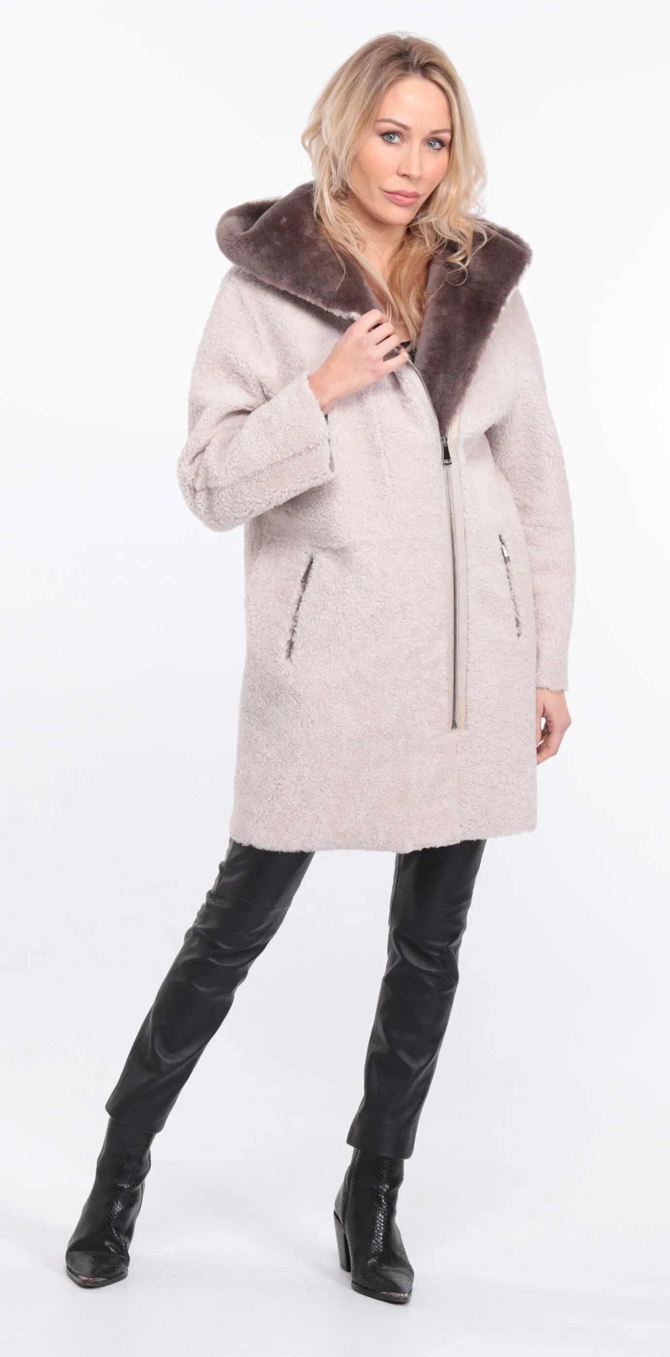 Manteau mouton femme écru