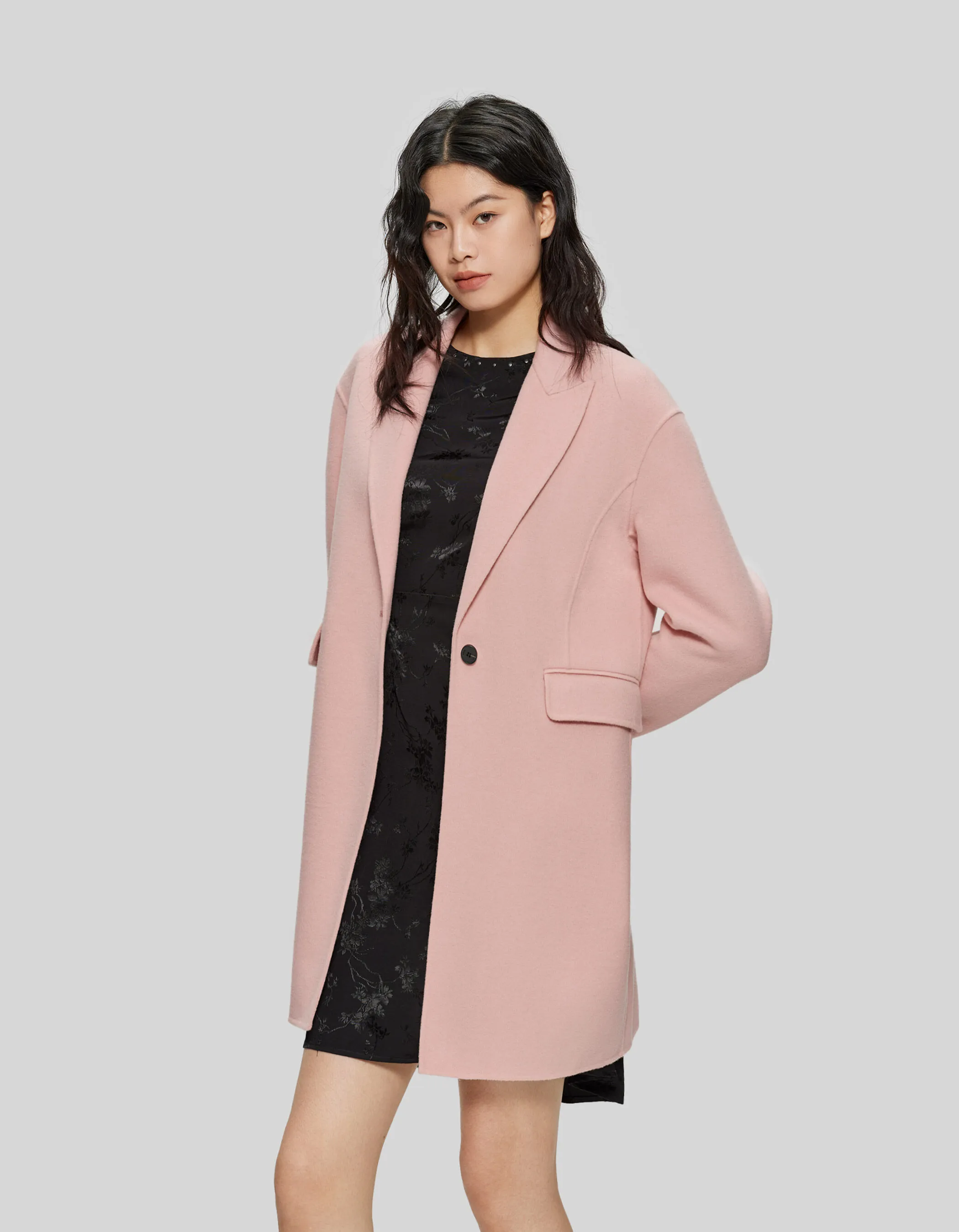 Manteau rose mi-long Femme