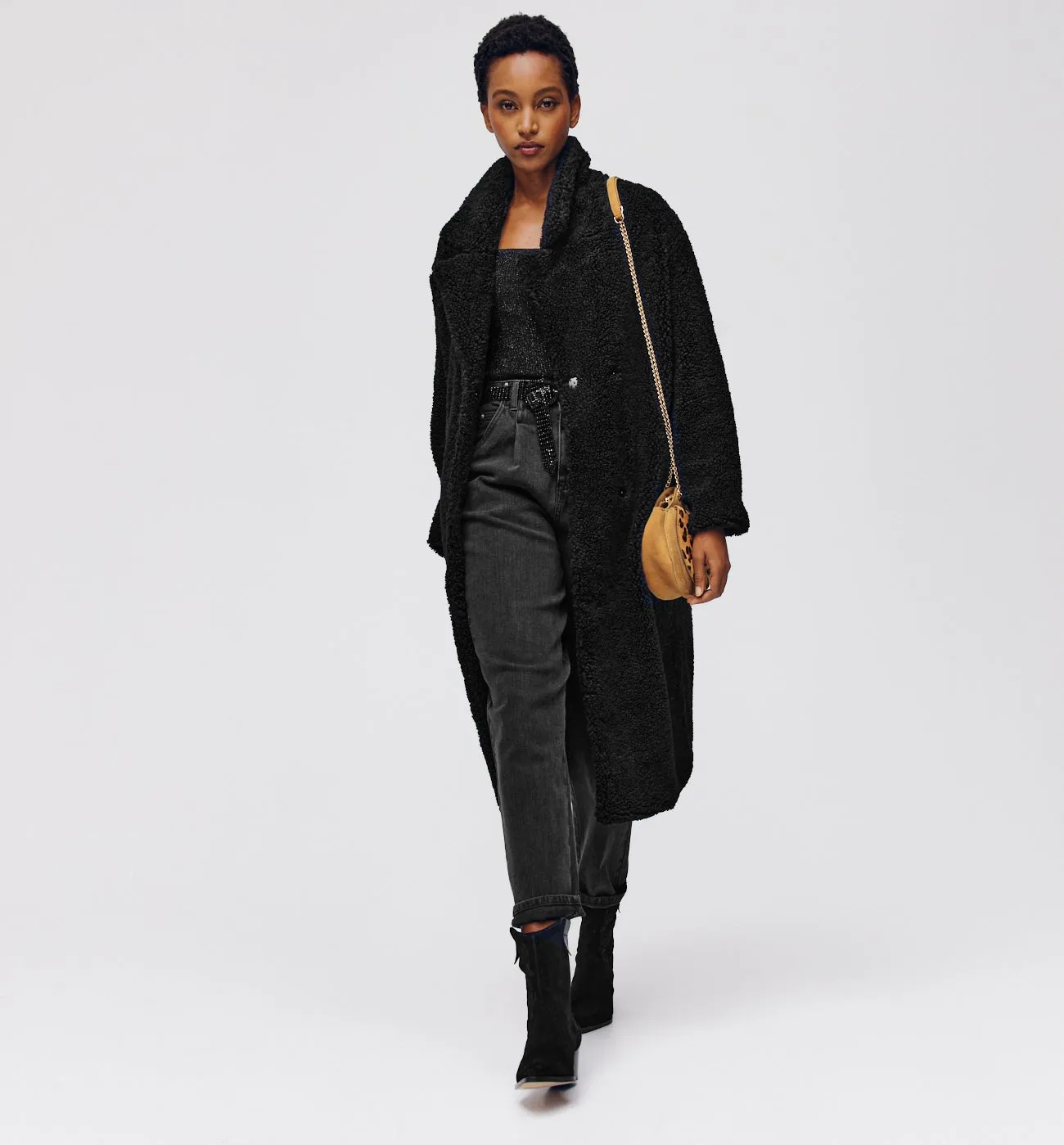 Manteau teddy bear Femme - Noir