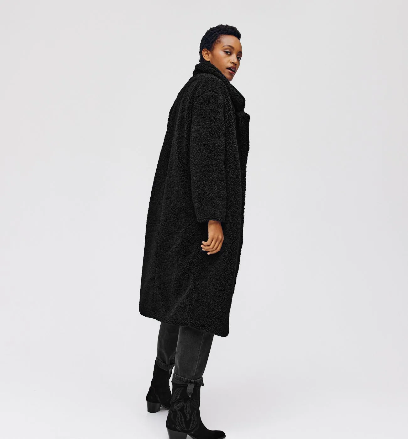 Manteau teddy bear Femme - Noir