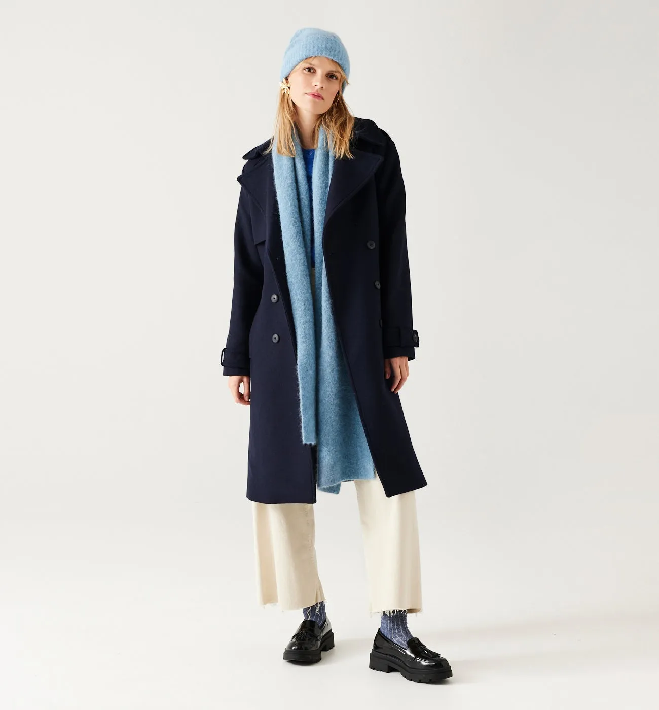 Manteau trench uni Femme - Marine