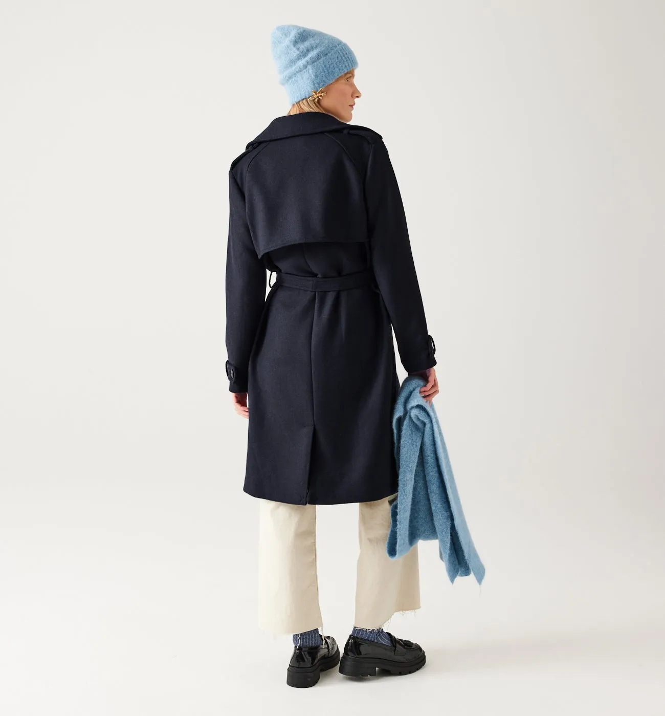 Manteau trench uni Femme - Marine