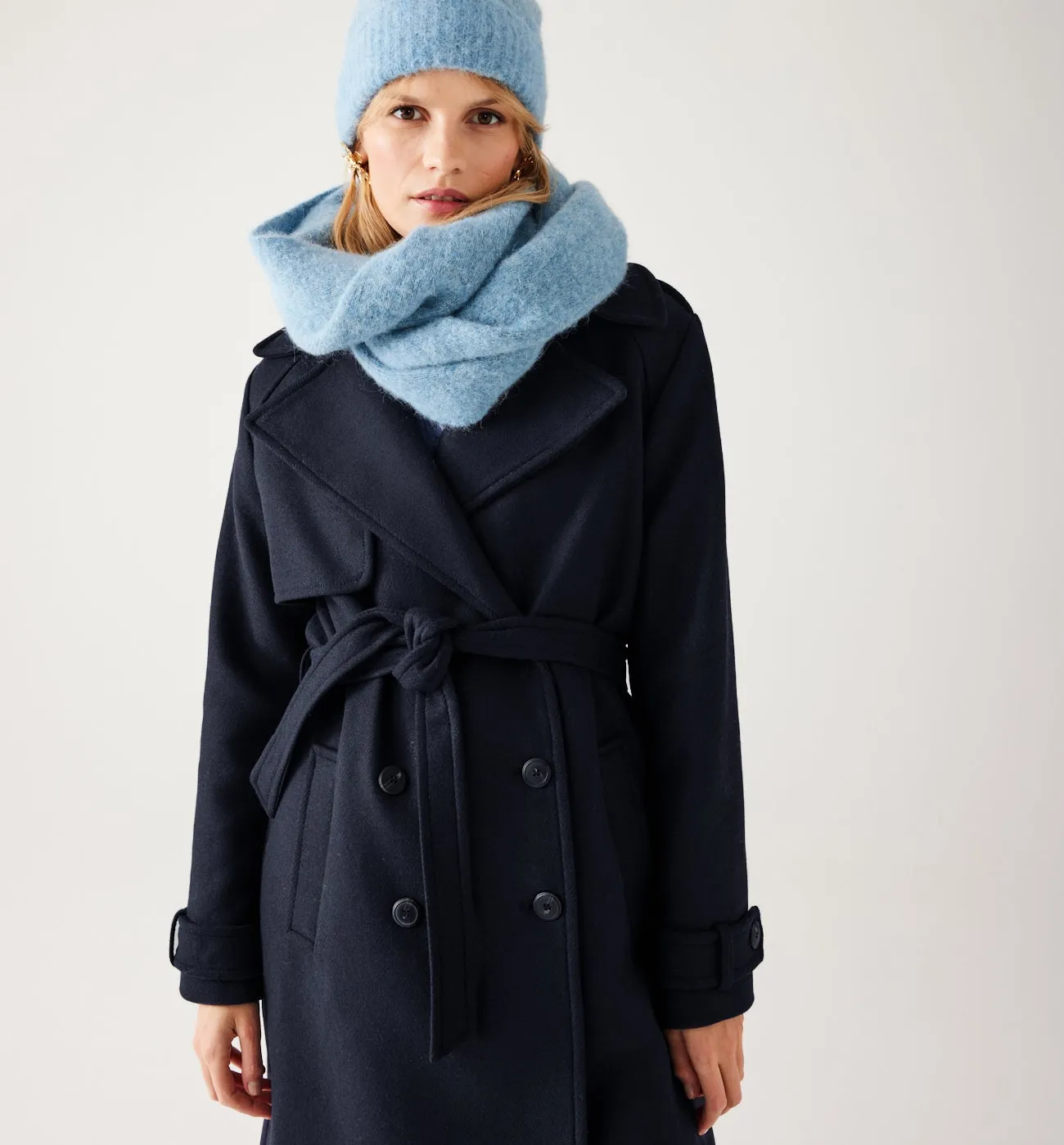 Manteau trench uni Femme - Marine