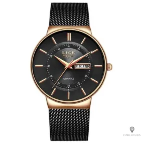 Montre Aviateur Bracelet Acier Noir