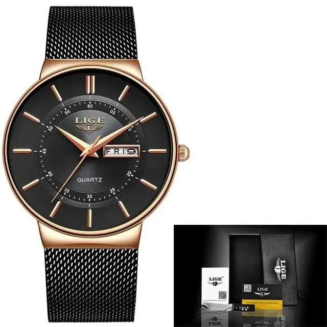 Montre Aviateur Bracelet Acier Noir