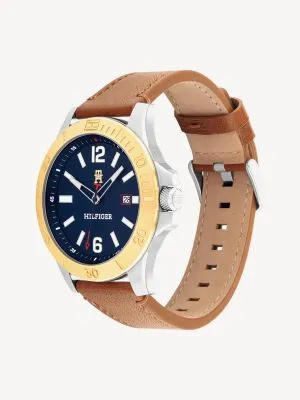 Montre bracelet en cuir marron et cadran bleu | Plusieurs Couleurs | Tommy Hilfiger