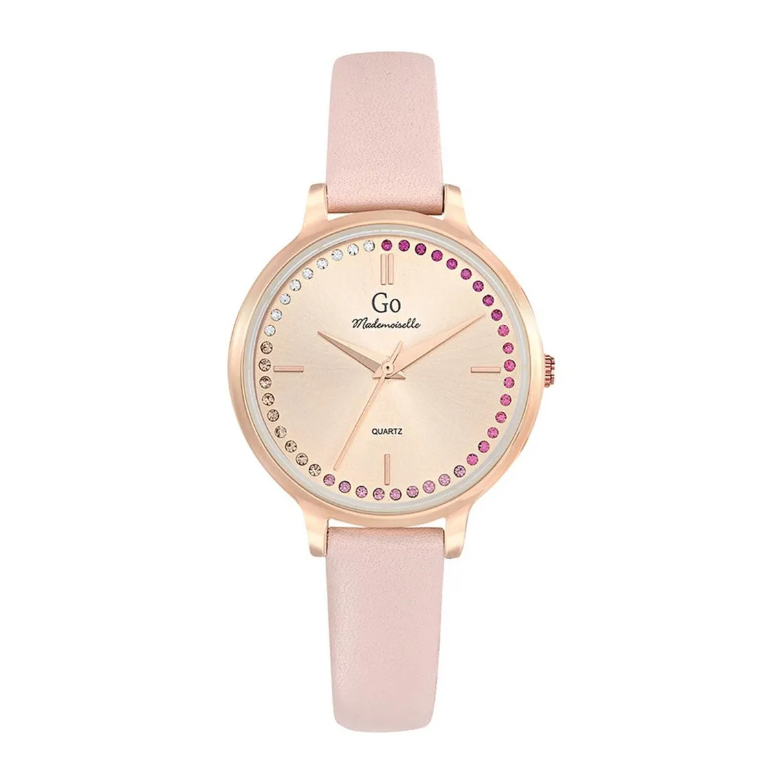 Montre pour femme 699496 avec bracelet en cuir rose | 3 Suisses