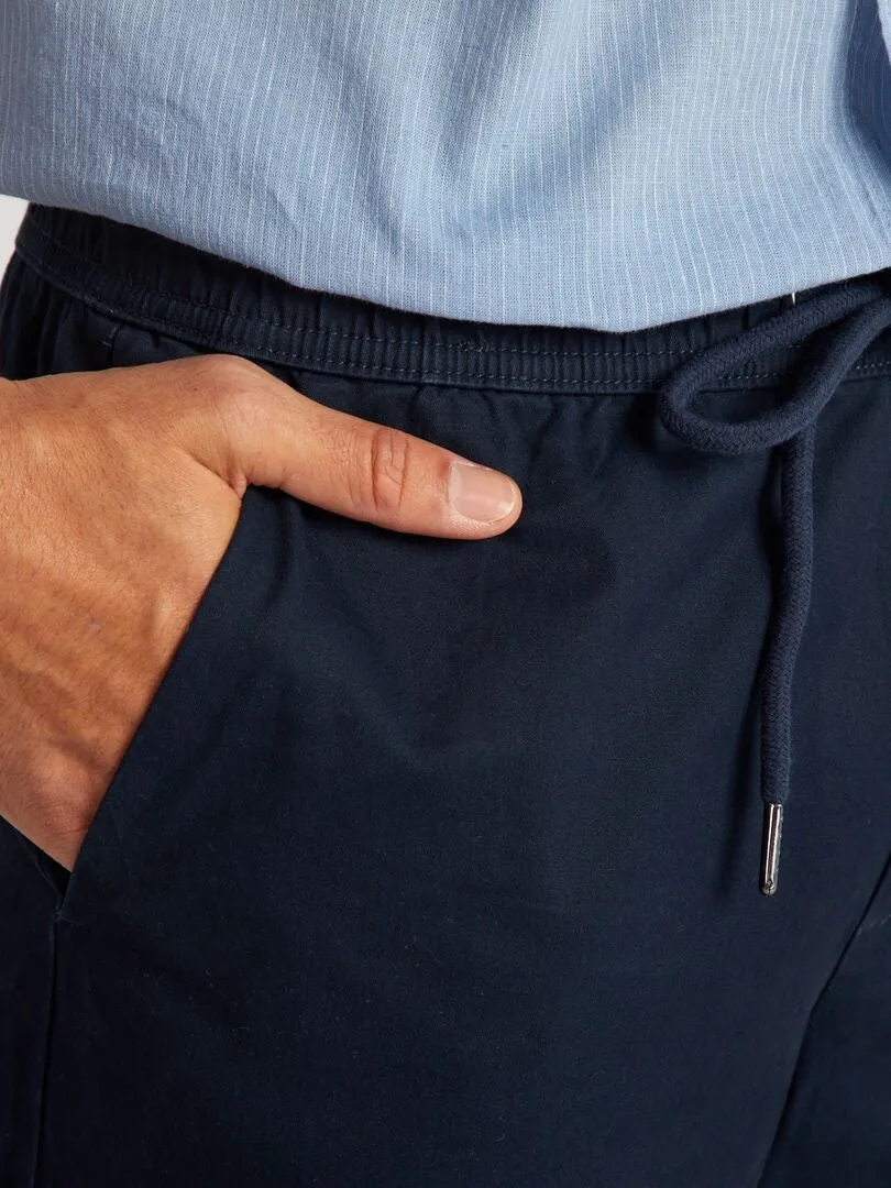 Pantalon chino à ceinture élastiquée - Bleu marine