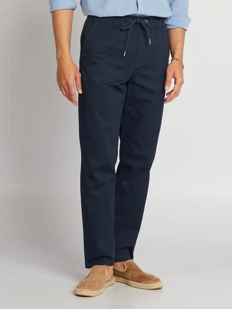 Pantalon chino à ceinture élastiquée - Bleu marine