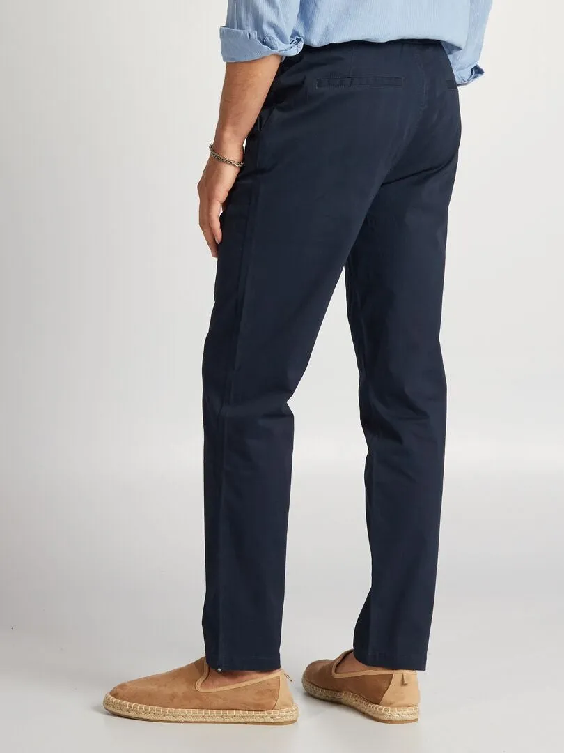 Pantalon chino à ceinture élastiquée - Bleu marine