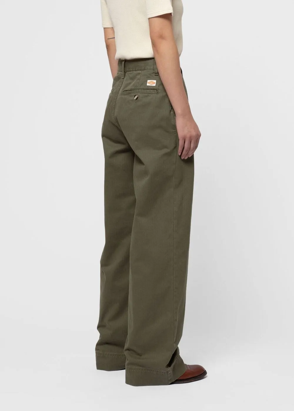 Pantalon en coton bio | kaki "suki workwear pants - olive" femme