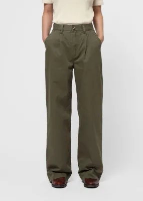 Pantalon en coton bio | kaki "suki workwear pants - olive" femme