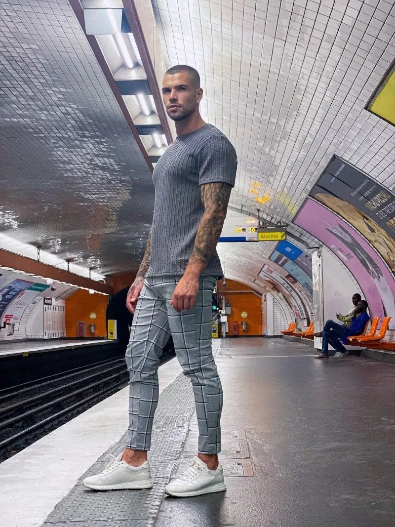 Pantalon habillé à carreaux